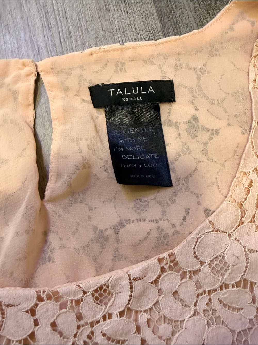 Talula Lace Floral Short Sleeve Blouse in Blush - Picture 3 of 5
